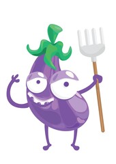 brinjal holding gardening fork