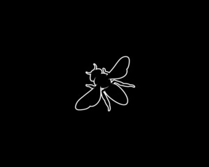 Bee Silhouette on Black Background. Isolated Vector Animal Template for Logo Company, Icon, Symbol etc