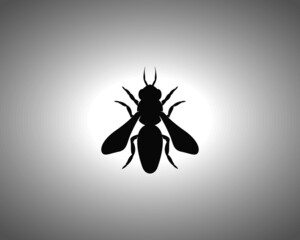 Bee Silhouette on White Background. Isolated Vector Animal Template for Logo Company, Icon, Symbol etc