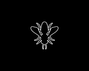 Bee Silhouette on Black Background. Isolated Vector Animal Template for Logo Company, Icon, Symbol etc