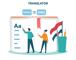 Translator and translation service concept. Polyglot translating