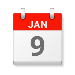 January 9 isolated vector calendar icon symbol