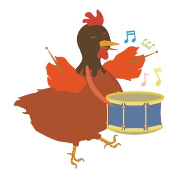 hen with drum