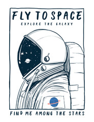 Vector illustration of astronaut in space, for t-shirt prints and other uses. © cddesign.co