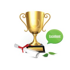 trophy with speech bubble