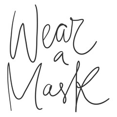 Wear your mask. Covid-19. Sticker for social media content. Vector hand drawn illustration design. 