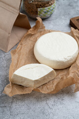 Adygea cheese on brown craft paper
