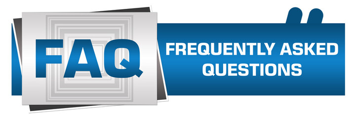 FAQ - Frequently Asked Questions Blue Grey Text Blocks Horizontal 