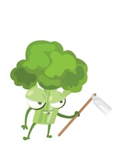 broccoli holding gardening hoe