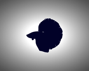 Betta Silhouette on White Background. Isolated Vector Animal Template for Logo Company, Icon, Symbol etc