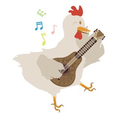 hen with guitar