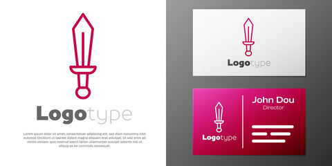 Logotype line Sword toy icon isolated on white background. Logo design template element. Vector.