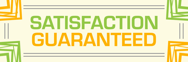 Satisfaction Guaranteed Green Orange Random Borders Horizontal 