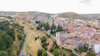 Fototapeta na wymiar aerial view of siguenza medieval town in guadalajara, Spain