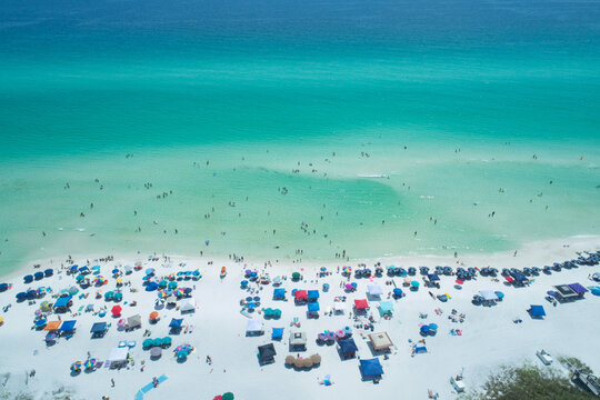 Overhead the Sand at Santa Rosa Beach, Florida on a Perfect and Crowded Summer Afternoon