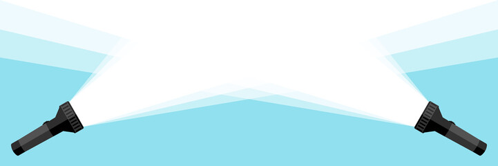 Obraz premium Banner dwie latarki. Płaska latarka wektor na niebieskim tle. Ilustracji wektorowych