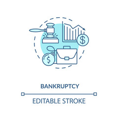 Bankruptcy concept icon. Company loss. Business recession. Economic crisis. Financial failure insurance idea thin line illustration. Vector isolated outline RGB color drawing. Editable stroke