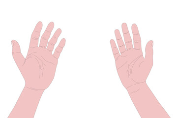 Hands on a white background. Wash your hands. Illustration for design