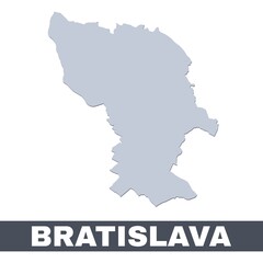 Bratislava outline map. Vector map of Bratislava city area borders with shadow
