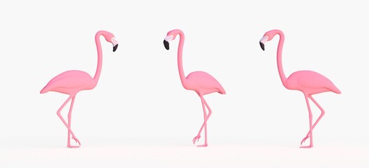 flamant rose style cartoon rendu 3D