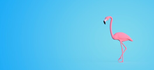flamant rose style cartoon rendu 3D
