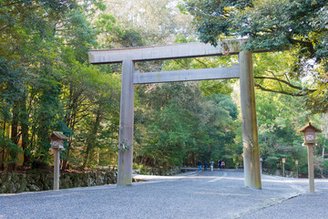 Approach at Ise Grand Shrine (Ise Jingu Naiku - inner shrine) in Ise, Mie, Japan. The Shrine was a history of over 1500 years.