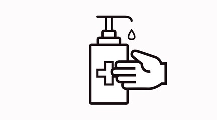 Vector Isolated Black and White Hand Sanitizer whith a Hand Icon or Sign