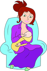 Woman breastfeeding baby happy lady girl sexy breast feeding