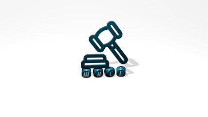 3D graphical image of MACE vertically along with text built by metallic cubic letters from the top perspective, excellent for the concept presentation and slideshows. illustration and background