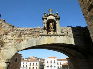 The Star Gate (Arco de la Estrella) of the city wall in Caceres, SPAIN