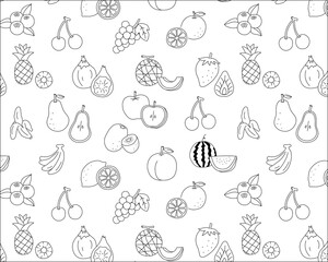 手書きのフルーツのイラスト素材のセット 果物 おしゃれ かわいい Wall Mural Yugoro