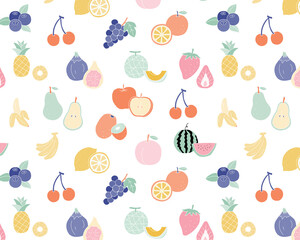 手書きのフルーツのパターン 果物 おしゃれ 背景素材 Wall Mural Yugoro