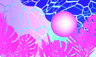 Texture of water surface at overhead view. Swimming pool bottom caustics ripple and flow with waves. Abstract retrofuturistic background in vaporwave, seapunk, synthpop style.