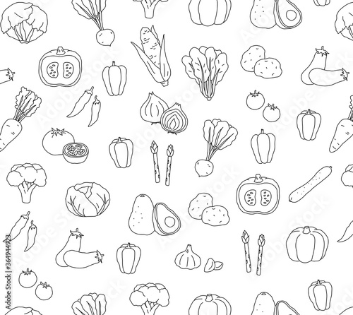 手書きの野菜のパターン おしゃれ 背景素材 かわいい Wall Mural Yugoro