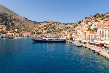 Fototapeta na wymiar Gialos, the port of beautiful Symi island in Greece. Europe