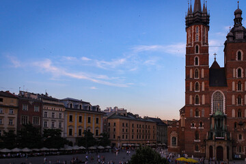 Obraz premium Krakow, Poland - July 05, 2016: Exterior of the Basilica of Saint Mary in Krakow