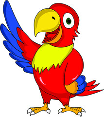 Wonderful multi color parrot bird standing happy