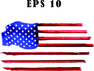 Watercolor flag of america. USA flag	
