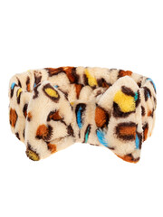 soft headband with leopard print fluffy with a bow