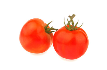 fresh two tomatoes isolated on white background