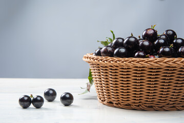 Jaboticaba or jabuticaba, very tasty Brazilian fruit. selective focus.