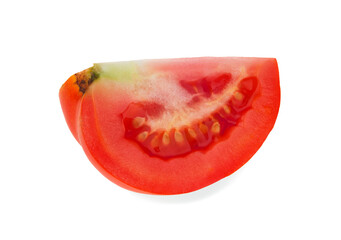 slice of tomato isolated on white background. Studio macro shot.