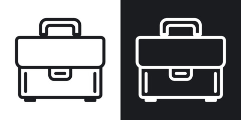 Briefcase or portfolio icon. Simple two-tone vector illustration on black and white background