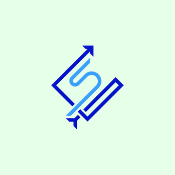 recommend clip art: ES logo with arrow line in square design.