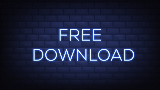 Free download neon light signs illustration on brick wall background