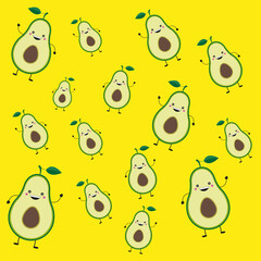 Fototapeta premium Cute Avocado Seamless Patters
