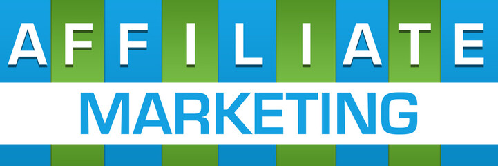 Fototapeta premium Affiliate Marketing Green Blue Boxes White Horizontal Text 