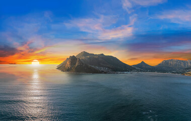 Fototapeta na wymiar Hout bay twilight sunset in Cape Town South Africa