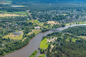 Fototapeta na wymiar aerial view over the town Carnikava (Latvia)