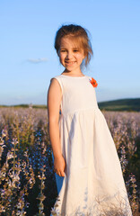 girl in dress in field